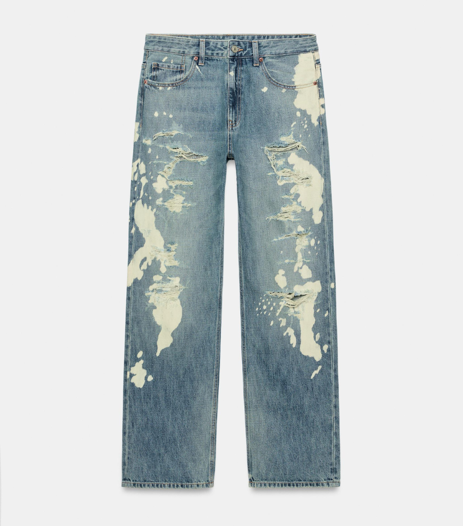 Mid-Rise Splatter Jeans