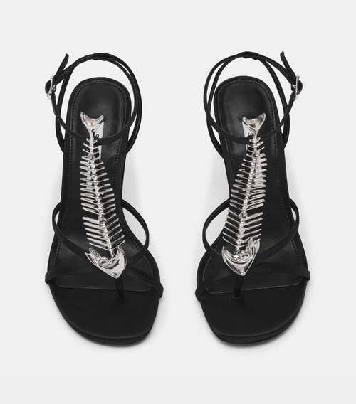 Silver Fishbone Heels